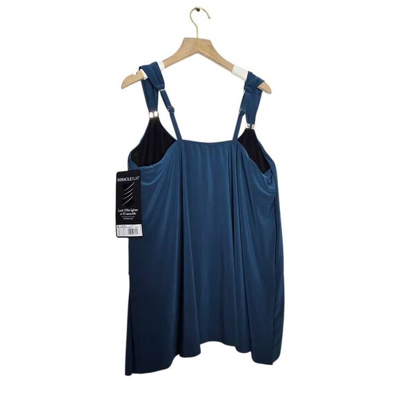 Miraclesuit Dazzle Tankini Swim Top Scoop Neck Nova Green 16  NWT - Picture 3 of 5